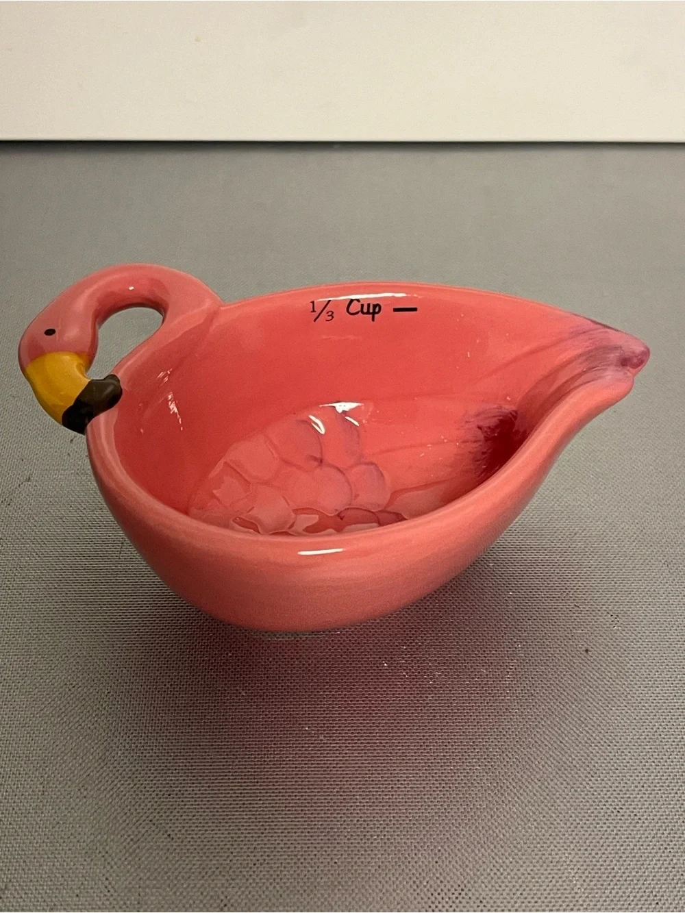 Pink Ceramic Flamingo Stackable Measuring Cups - Pink- Excellent Condition